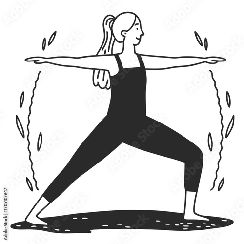 black silhouette vector of fitness woman doing yoga pose