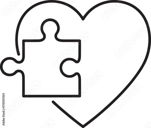 Puzzle Piece within a Heart: An illustration that uses a jigsaw puzzle piece nestled in a heart, representing love, unity, connection, and wholeness.