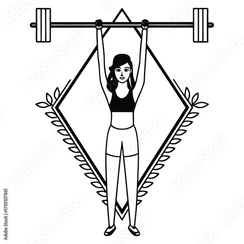black silhouette vector of fitness woman holding dumbbell