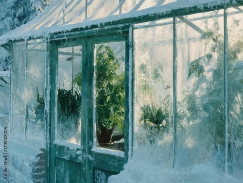 A Look At The Plants Inside A Frosty Winter Greenhouse