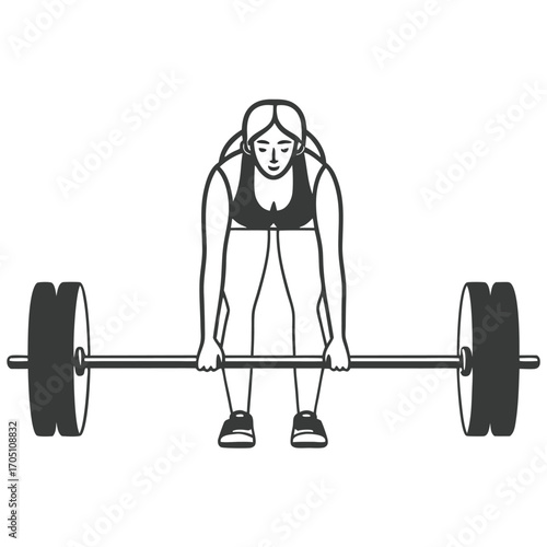 flat vector of fitness woman doing deadlift silhouette