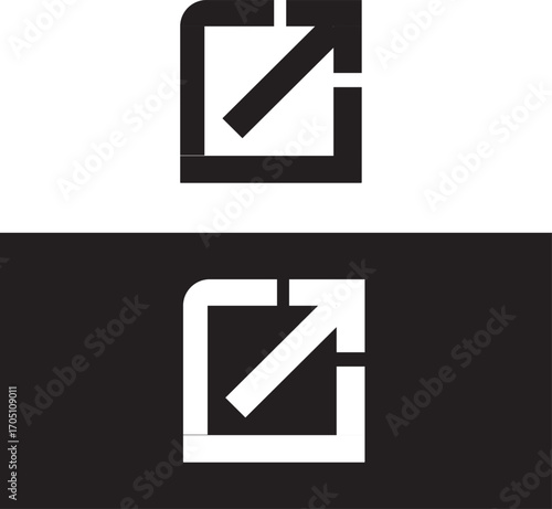 Square with arrow pointing outwards – represents external link, export, or share function arrow function