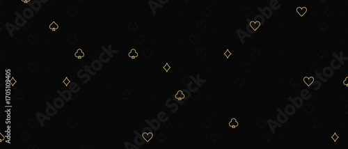 Casino Background with Colorful Card Suits and Gambling Elements . Elegant Gambling Vector with Card Suits . Vector Illustration