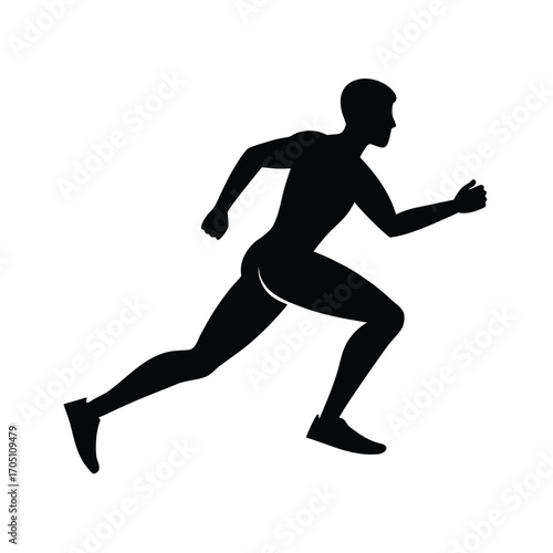 running man silhouette design, running athlete silhouette art, jogger man black silhouette, marathon runner silhouette vector, fitness running man outline