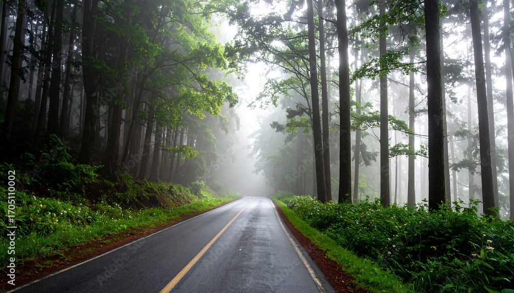 Fototapeta premium Misty forest road