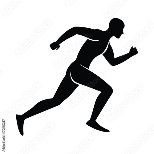 running man silhouette design, running athlete silhouette art, jogger man black silhouette, marathon runner silhouette vector, fitness running man outline