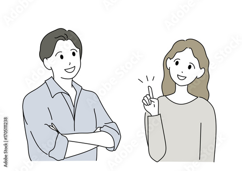 何か良い案を考えている男女カップル 夫婦 ファミリー