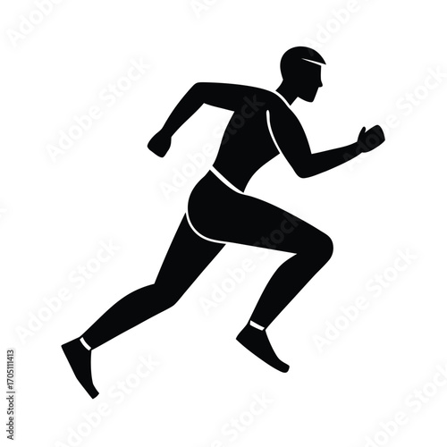 running man silhouette design, running athlete silhouette art, jogger man black silhouette, marathon runner silhouette vector, fitness running man outline