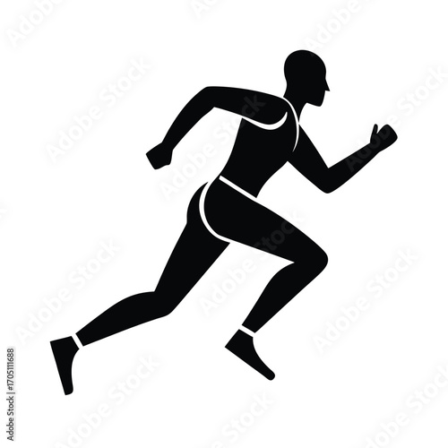 running man silhouette design, running athlete silhouette art, jogger man black silhouette, marathon runner silhouette vector, fitness running man outline