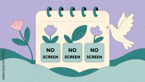 No Screen Digital Detox Calendar – Nature-Inspired Design Promoting Mindful, Screen-Free Days and Wellness