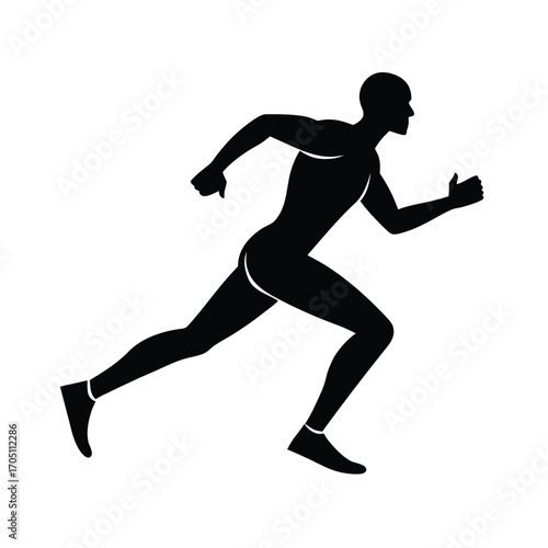 running man silhouette design, running athlete silhouette art, jogger man black silhouette, marathon runner silhouette vector, fitness running man outline