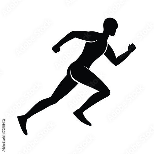 running man silhouette design, running athlete silhouette art, jogger man black silhouette, marathon runner silhouette vector, fitness running man outline