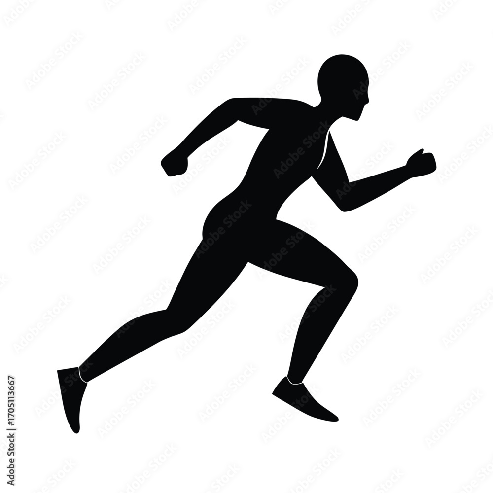 Obraz premium running man silhouette design, running athlete silhouette art, jogger man black silhouette, marathon runner silhouette vector, fitness running man outline