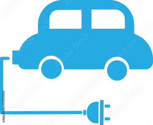 vector illustration of blue eco car