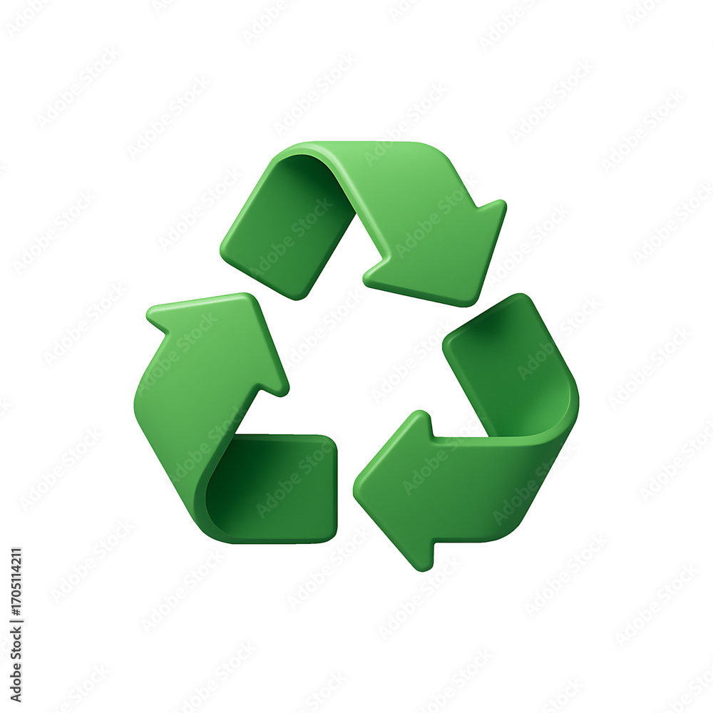 Fototapeta premium 3D Render of a Green Recycling Symbol, Isolated on Transparent Background