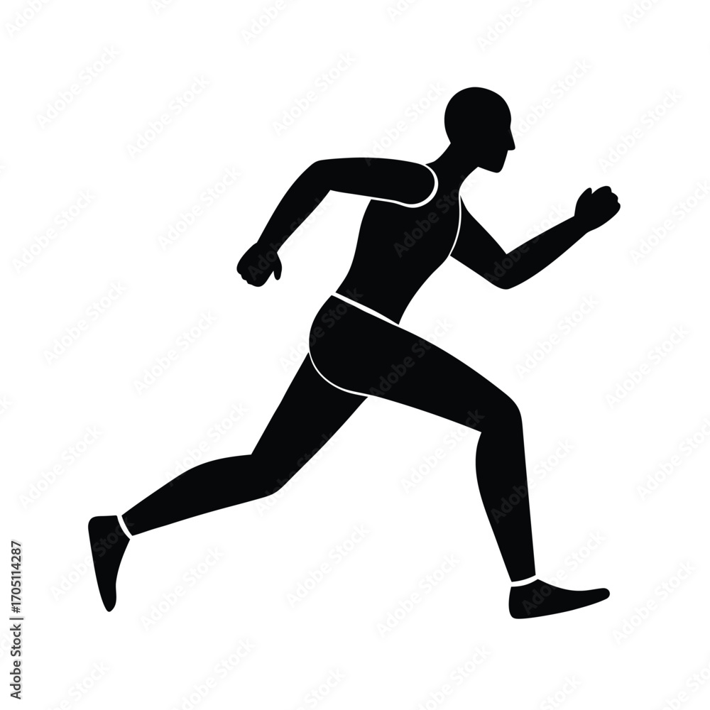 Obraz premium running man silhouette design, running athlete silhouette art, jogger man black silhouette, marathon runner silhouette vector, fitness running man outline
