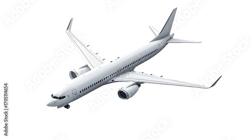 high detailed white airliner 3d render isolated on a transparent background