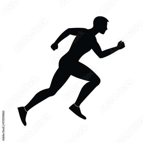 running man silhouette design, running athlete silhouette art, jogger man black silhouette, marathon runner silhouette vector, fitness running man outline