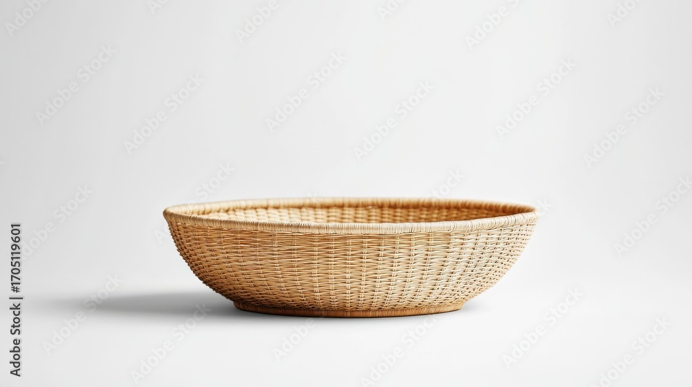 Fototapeta premium empty wicker basket against white background