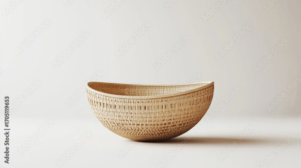 Fototapeta premium empty wicker basket against white background