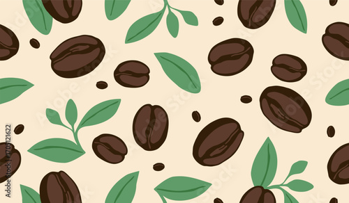 Cute coffee beans pattern background vector design