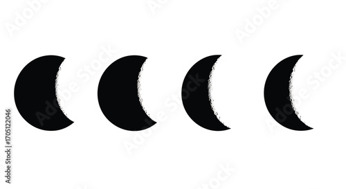 Celestial moon phases crescent shapes representing lunar cycle progression abstract art vector