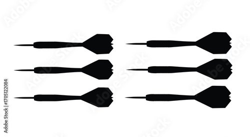 Silhouette of six darts arranged in two columns ready for play vector