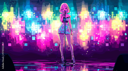 ステージで歌う歌姫のベクターイラスト