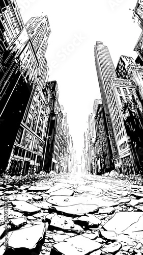 高層ビル群と都市の景観を描いたベクターイラスト