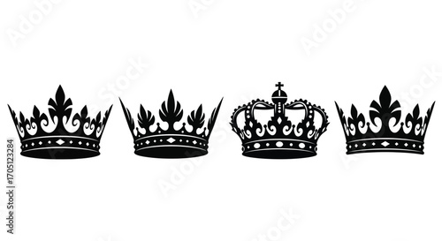 Regal royal crowns set heraldic symbol of power wealth royalty and authority vector