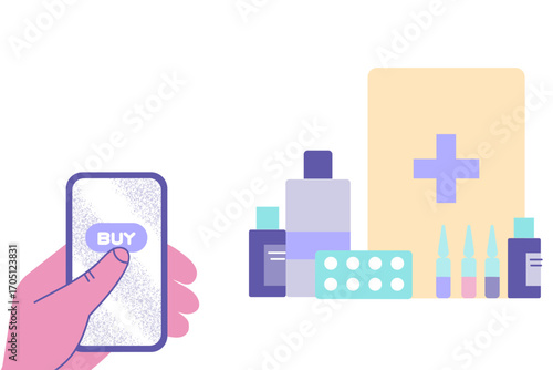 Online pharmacy shopping drugs concept