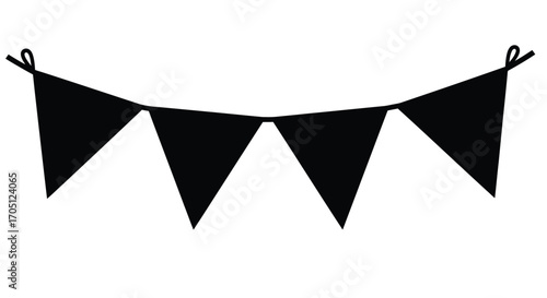 Black triangular pennant banner string for festive celebrations party decor event elements vector
