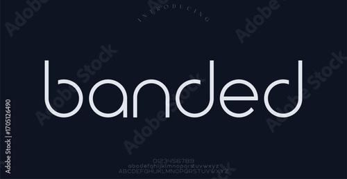 Banded Lettering Minimalist Fashion. Elegant alphabet letters serif font and number. Typography fonts regular uppercase, lowercase.