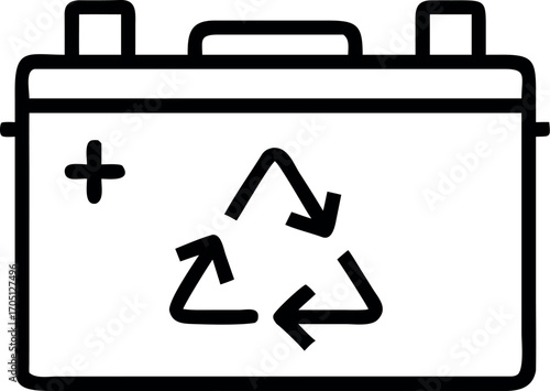 Vector art of automotive battery, recycling symbol