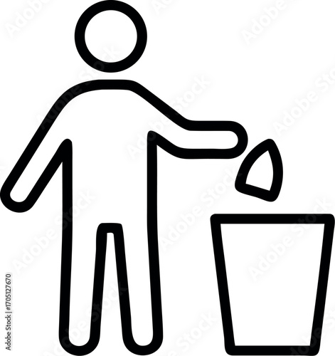 Vector art of person throwing trash in bin