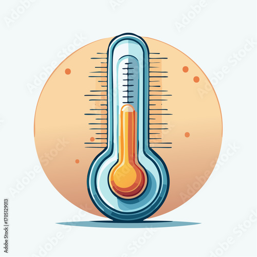 A glass thermometer vector, symbolizing measurement of hot and cold temperatures