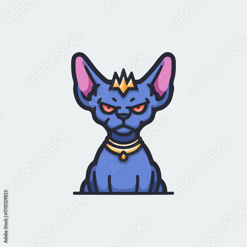 Angry Cartoon Sphynx Cat Character