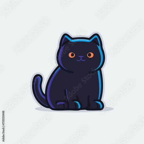 Cute Black Cat Cartoon Drawing