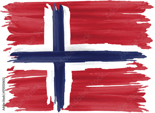 Watercolor Painted Norwegian Flag with Artistic Brush Strokes