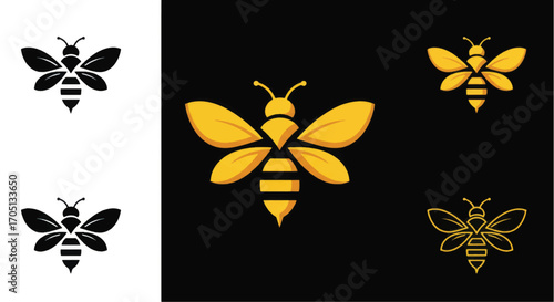 Elegant Bee Logo Designs in Yellow and Black Variations.