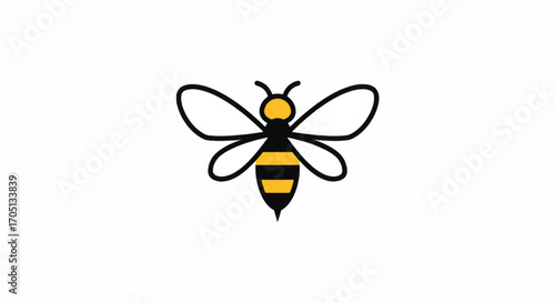 Simple illustration of a bee with yellow and black stripes.