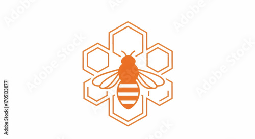 Stylized Bee and Honeycomb Logo Design.