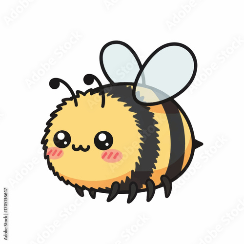 Adorable cartoon bee with a happy face and fluffy body.