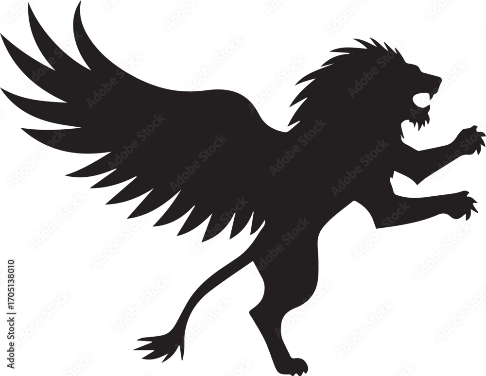 Fototapeta premium black lion with wings vector illustration