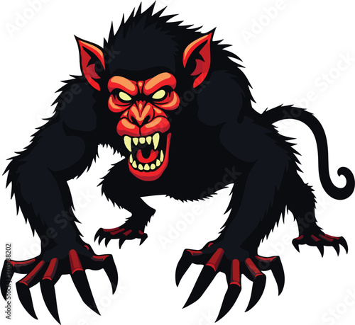 vector illustration of a monkey zombie