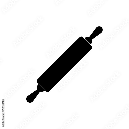 Silhouette of a simple rolling pin tool on transparent background
