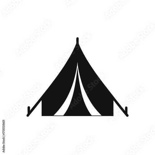 Illustration of a simple camping tent icon on transparent background silhouette