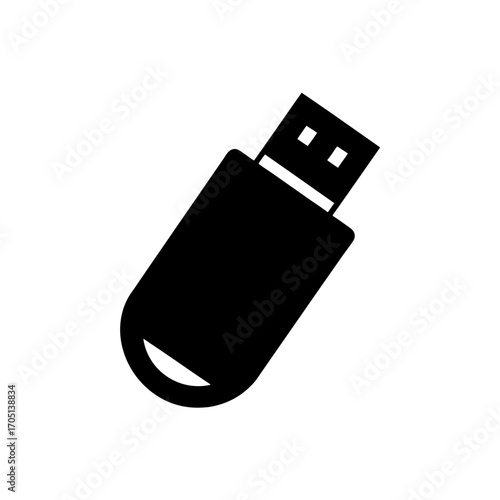 Illustration of a simple usb flash drive on transparent background silhouette