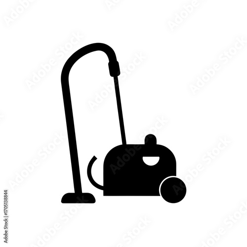 Illustration of a vacuum cleaner in black on transparent background silhouette