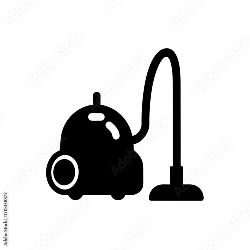 Illustration of a vacuum cleaner in black on transparent background silhouette